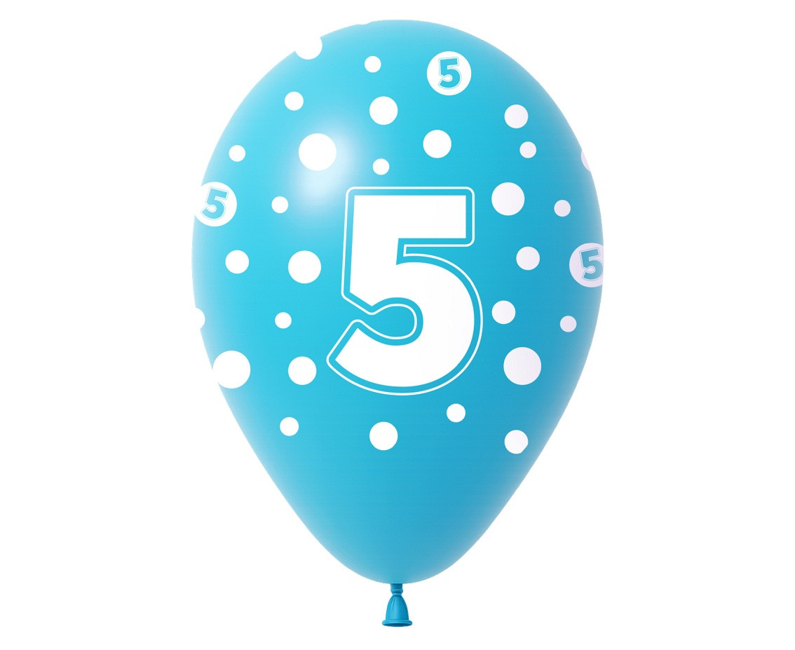 Balloon with digit 5, 12" / 5 pcs.